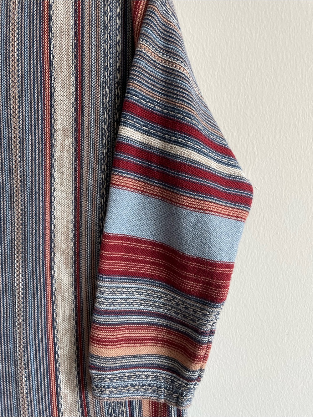 Chaps boho sweater striped southwestern desert leather trim M - Picture 3 of 7